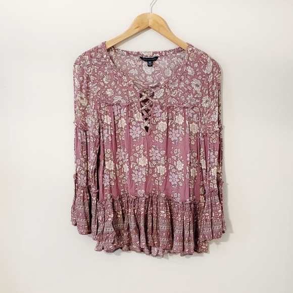 American Eagle Outfitters Tops - American Eagle Boho Mauve Top